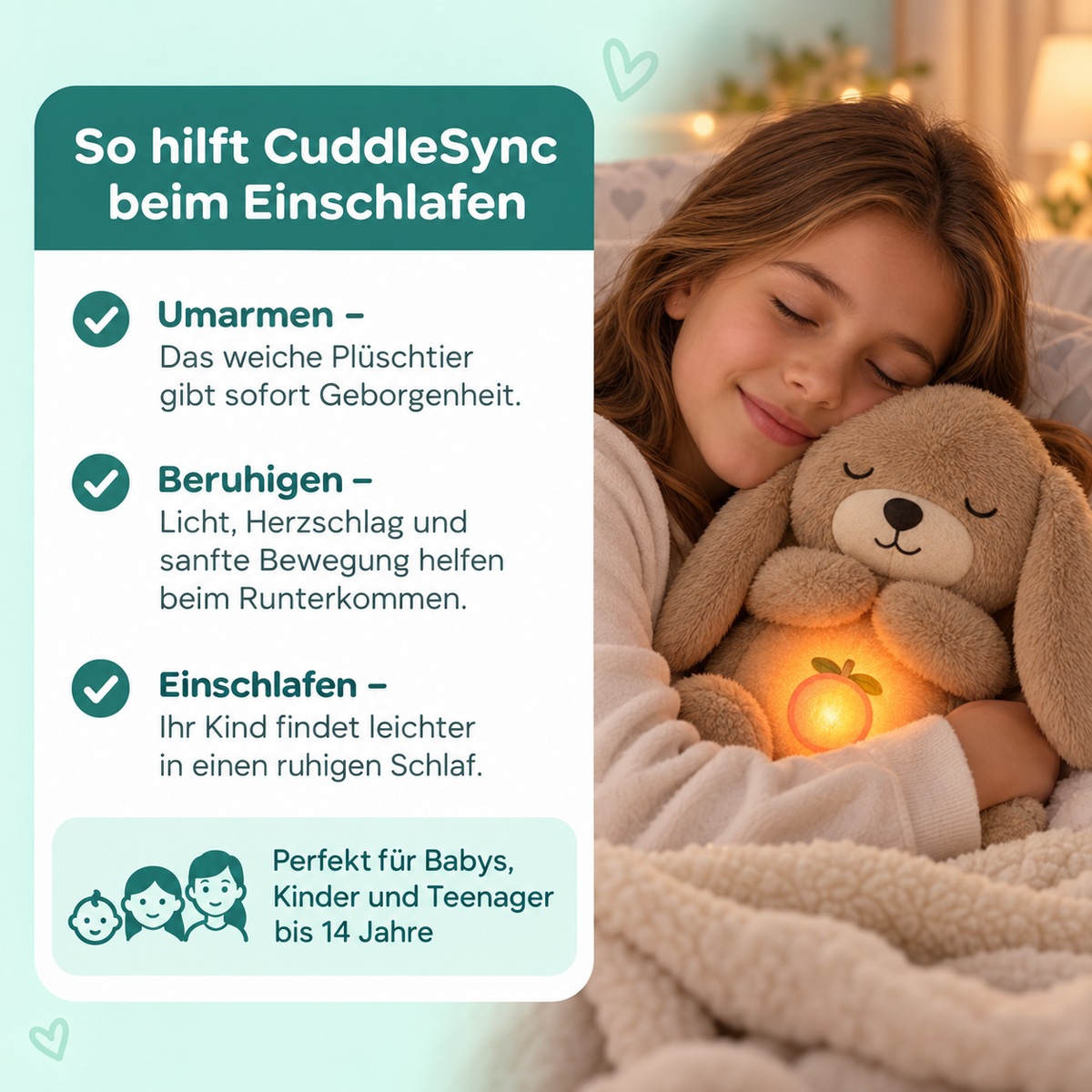 CuddleSync™ – Gleiten Sie mit jeder Umarmung in friedlichen Schlaf