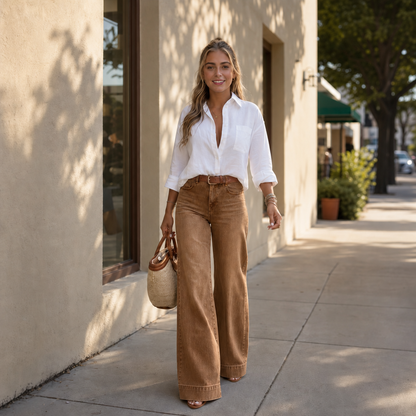 Longline Denim Look™ – Trendige High-Waist-Herbstjeans mit weitem Bein im Vintage-Look 🍂