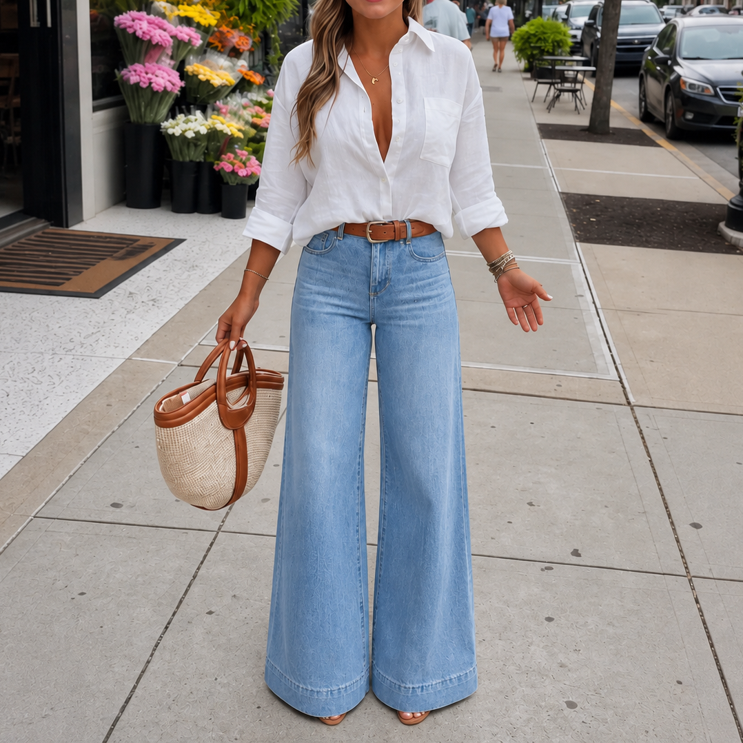 Longline Denim Look™ – Trendige High-Waist-Herbstjeans mit weitem Bein im Vintage-Look 🍂