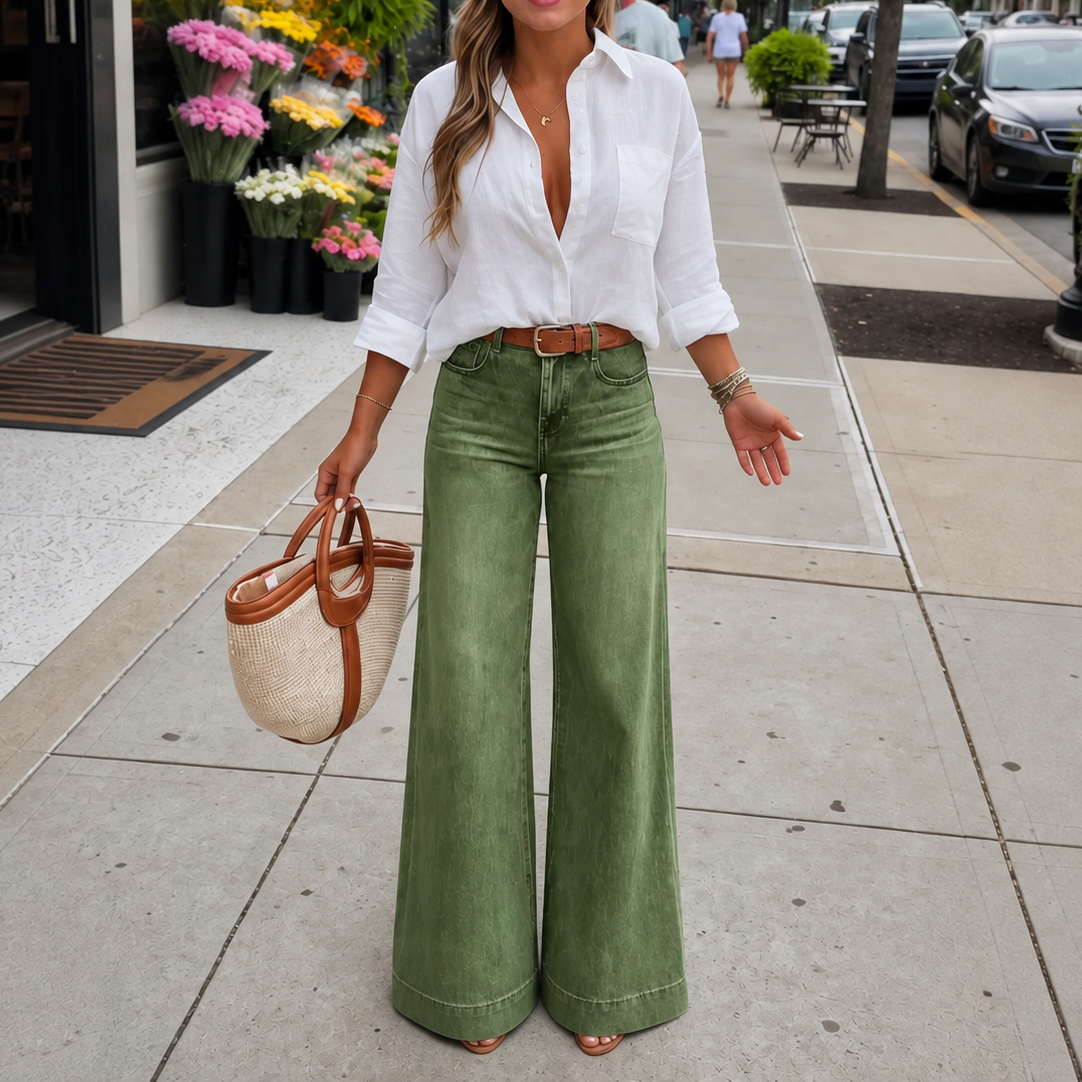 Longline Denim Look™ – Trendige High-Waist-Herbstjeans mit weitem Bein im Vintage-Look 🍂