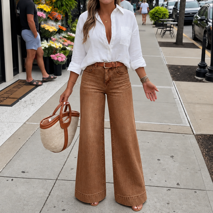 Longline Denim Look™ – Trendige High-Waist-Herbstjeans mit weitem Bein im Vintage-Look 🍂