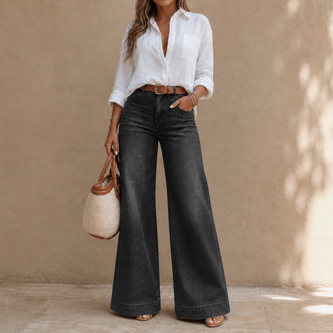 Longline Denim Look™ – Trendige High-Waist-Herbstjeans mit weitem Bein im Vintage-Look 🍂