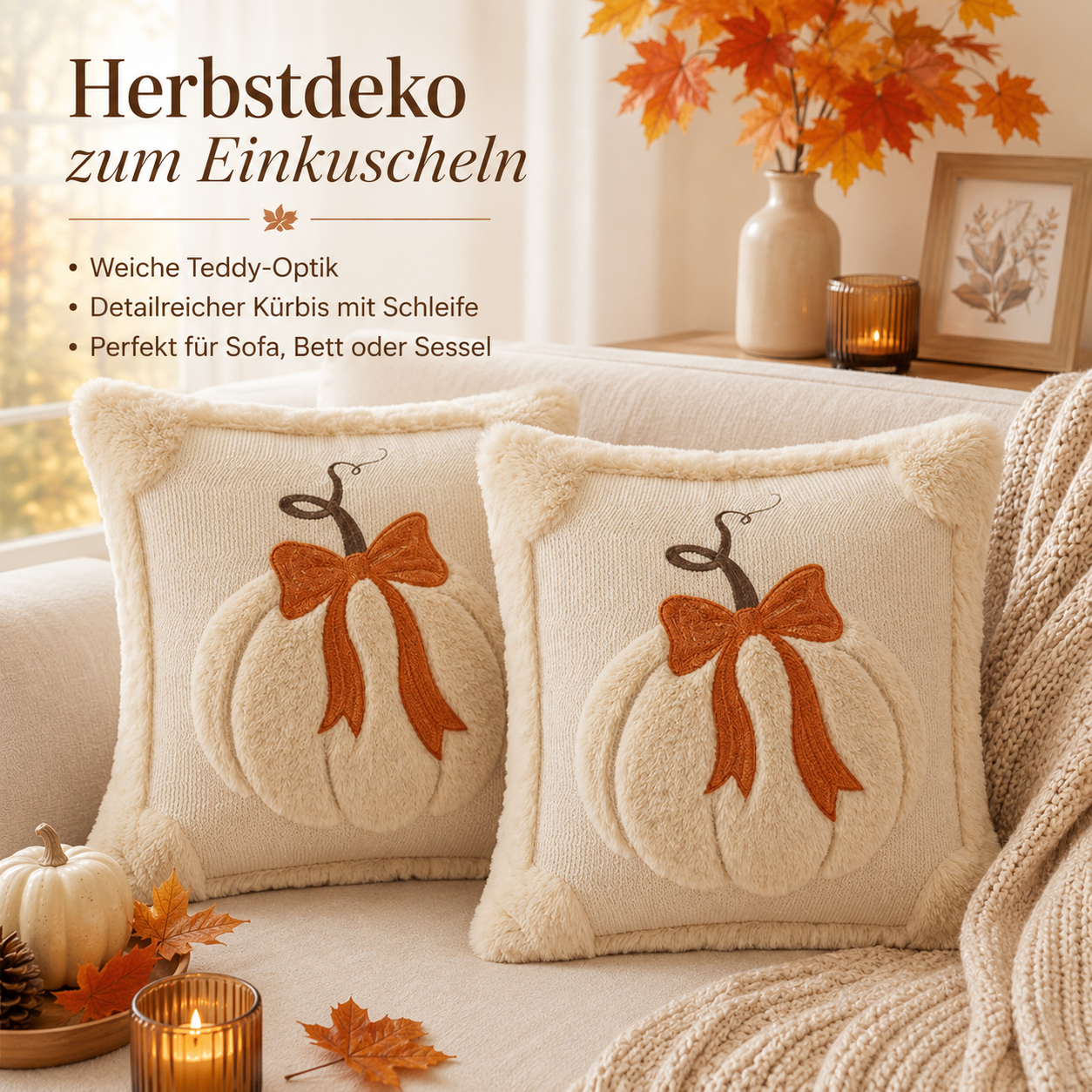 CozyPumpkin™ – Flauschige Herbst-Kissenbezüge für gemütliche Herbstmomente