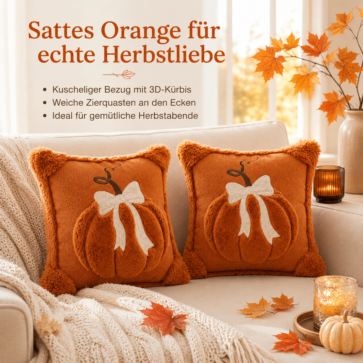 CozyPumpkin™ – Flauschige Herbst-Kissenbezüge für gemütliche Herbstmomente