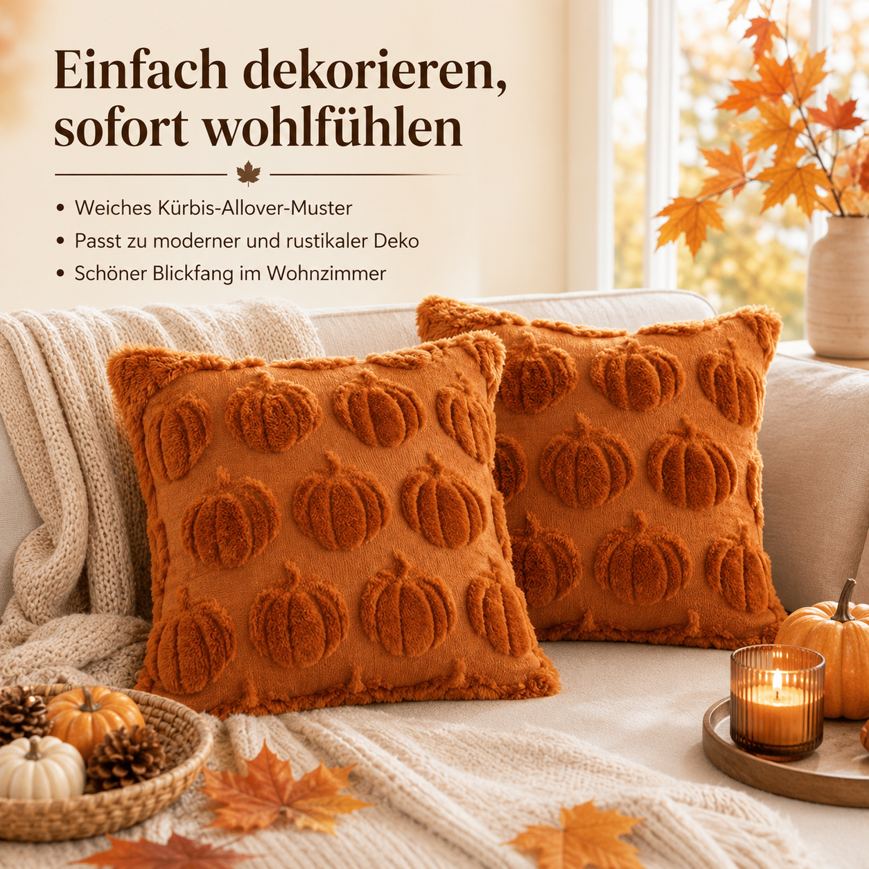 CozyPumpkin™ – Flauschige Herbst-Kissenbezüge für gemütliche Herbstmomente
