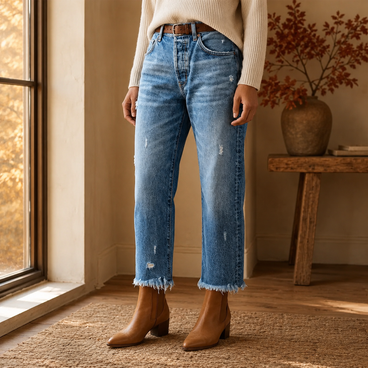 AutumnFringe™ – Vintage Jeans mit Fransen-Saum | Dein neuer Herbst-Favorit 🍂