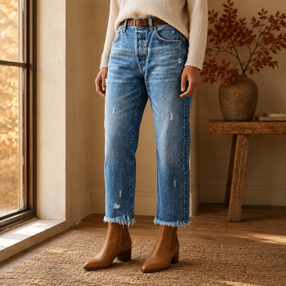 AutumnFringe™ – Vintage Jeans mit Fransen-Saum | Dein neuer Herbst-Favorit 🍂