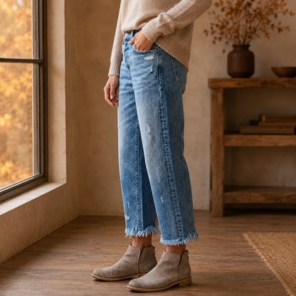 AutumnFringe™ – Vintage Jeans mit Fransen-Saum | Dein neuer Herbst-Favorit 🍂