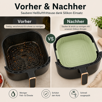 AirFryClean™ – 4er-Set Silikon-Einsätze für Heißluftfritteusen | Sauber kochen & leichter reinigen
