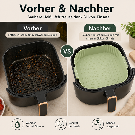 AirFryClean™ – 4er-Set Silikon-Einsätze für Heißluftfritteusen | Sauber kochen & leichter reinigen