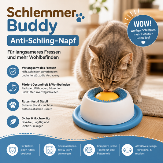 50% Rabatt | SchlemmerBuddy Anti-Schling-Napf – gesünder fressen, entspannter genießen