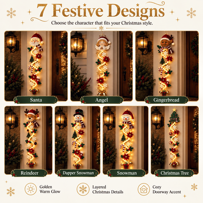 MerryCascade™ Leuchtende Weihnachts Türdekoration – 6 Festliche Motive | Letzter Tag Rabatt!