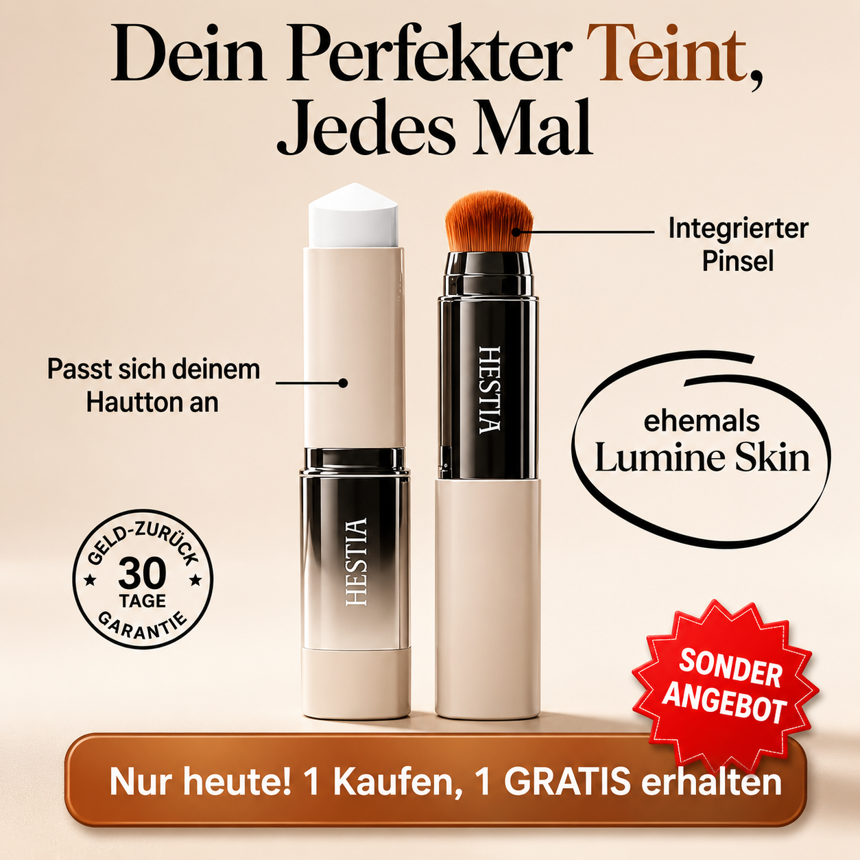 HESTIA™ Perfect Match Foundation Stick [ 1 + 1 Gratis ]