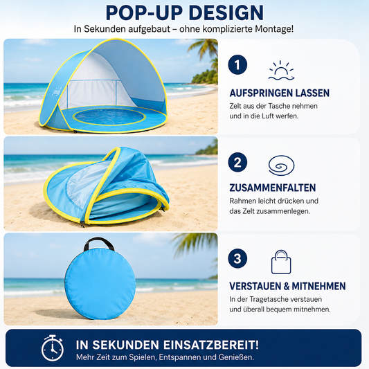 SunCove™ | Pop-Up Strandzelt – 1-Sekunden Aufbau, 98% UV-Schutz & ultraleicht