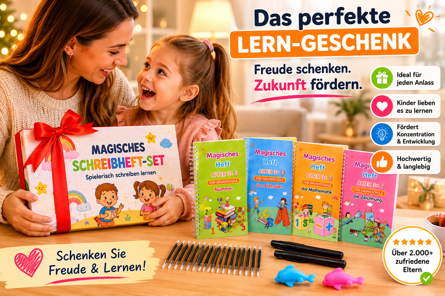 Wiederverwendbares Schreibheft 4er-Set für Buchstaben, Zahlen, Mathe & Zeichnen [Letzter Tag Rabatt]