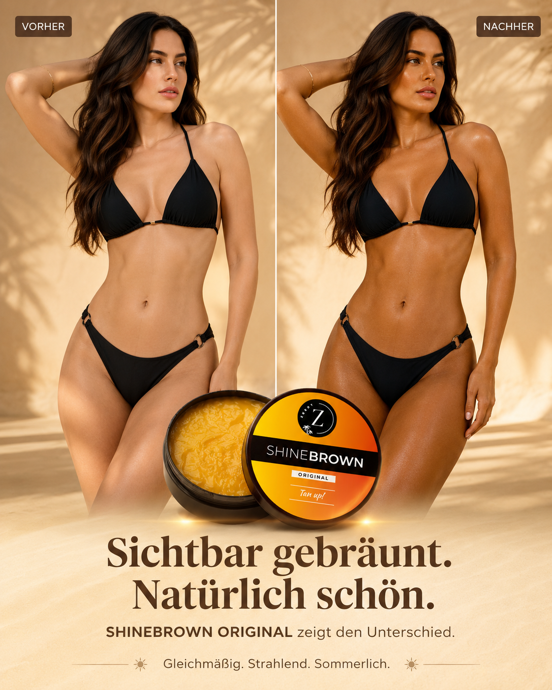 1+1 GRATIS | ShineBrown Intensiv Tanning Gel | Selbstbräuner mit Pflegeeffekt für natürlichen Glow