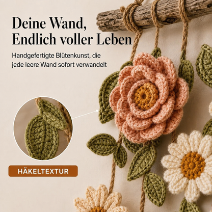 Bowerly – Handgefertigter gehäkelter Blumen-Wandbehang mit Ranken & Quasten | 70 % Rabatt