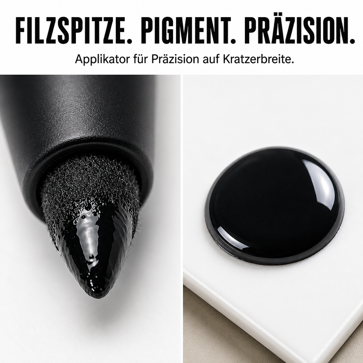Homonth™ – Präzisionsstift zur Reparatur schwarzer Felgenkratzer mit Klarlack + 50 % Rabatt
