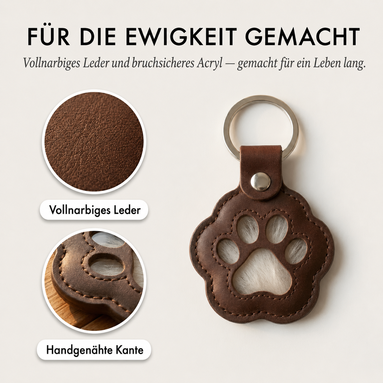 1+1 Gratis | SoulMate Touch – Handgemachter Pfoten-Schlüsselanhänger aus Leder für ein Stück Nähe