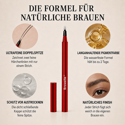 Browelle™ – Wasserfester Doppelspitzen-Augenbrauenstift für natürliche Härchen