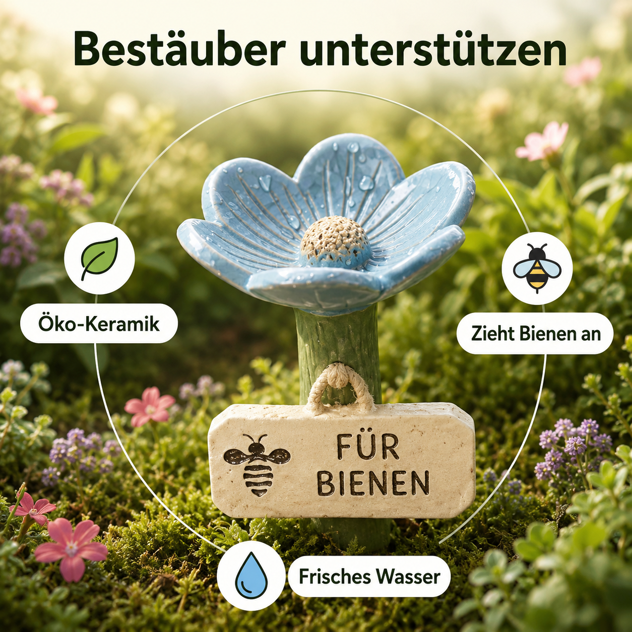 NectarNest™ – Handgefertigte Bienentränke für Ihren Garten