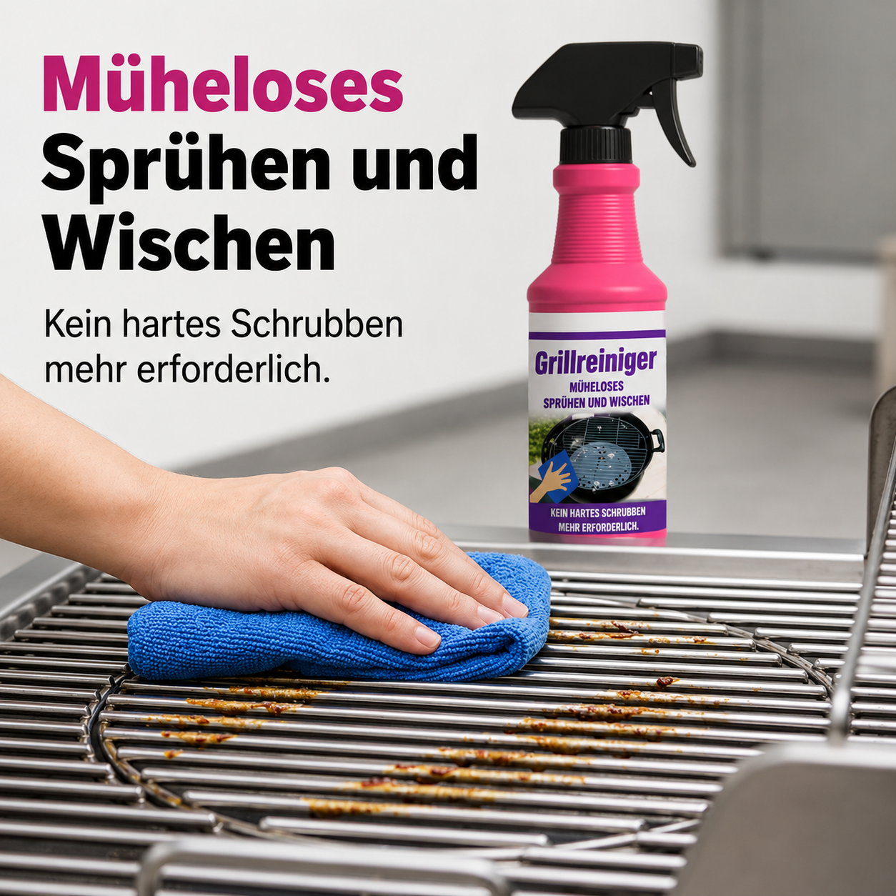 50% Rabatt | GrillGlow™ - Mühelose Sprüh- und Wisch-Reinigungskraft für den Grill