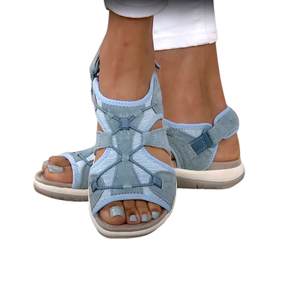 Damen Orthopädische Sandalen mit Keilabsatz 4 cm | Dreifach-Fußgewölbe-Stütze | rutschfest & leicht | Sommer-Komfort