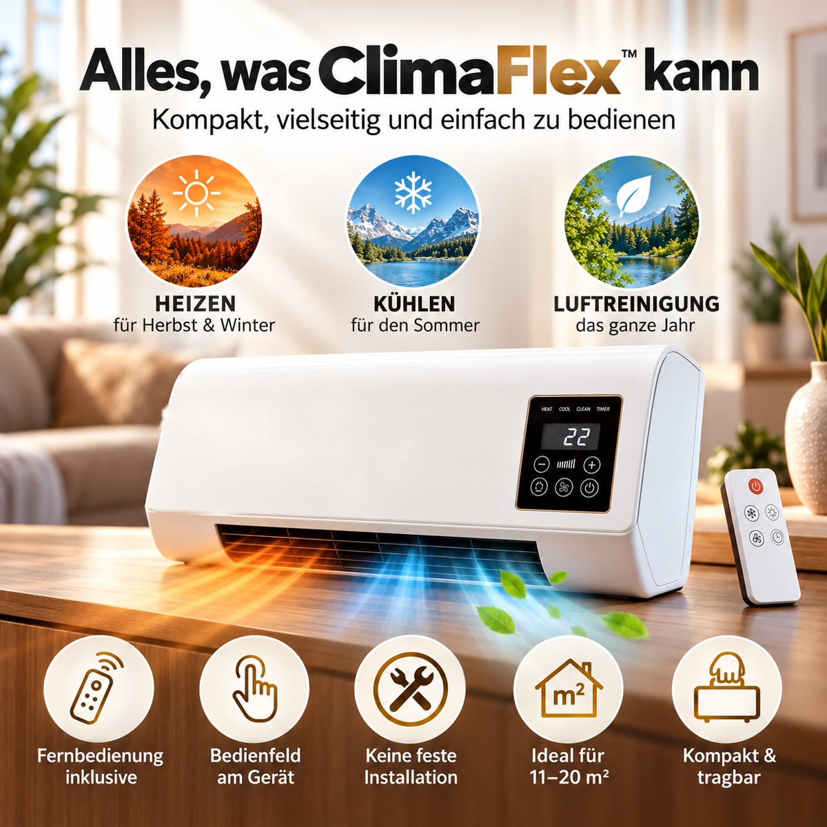 Letzter Tag Rabatt | Mobile Heizung – Kuschelige Wärme in nur 30 Sekunden für ein gemütliches Zuhause!