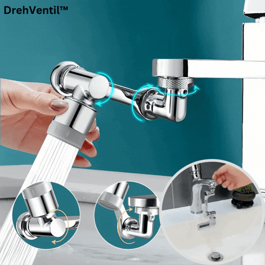 360° drehbarer Wasserhahn-Aufsatz mit 2 Strahlarten | Spritzfrei & wassersparend | Einfache Montage, passend für 99% Armaturen