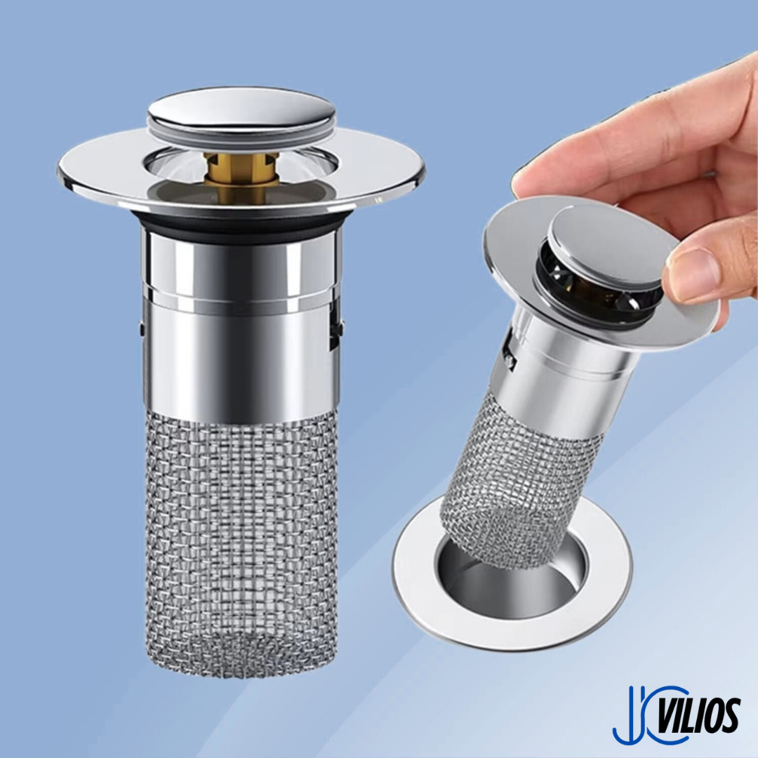 Edelstahl-Abflussfilter PureFlow™ | 2-in-1 Bodenablauf & Waschbeckenverschluss | Verhindert Verstopfungen & Gerüche | Rostfrei & Leicht zu Reinigen
