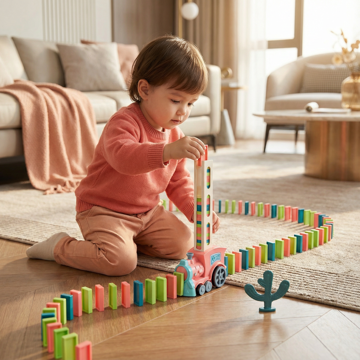 Dynamo Train Toy | Automatic Domino Placement, Colorful Design