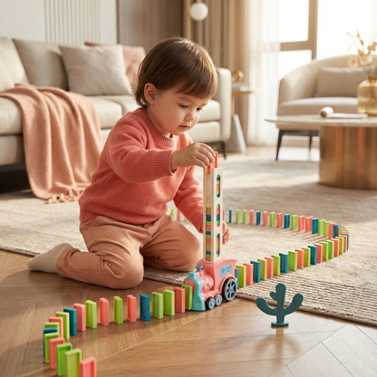 Dynamo Train Toy | Automatic Domino Placement, Colorful Design
