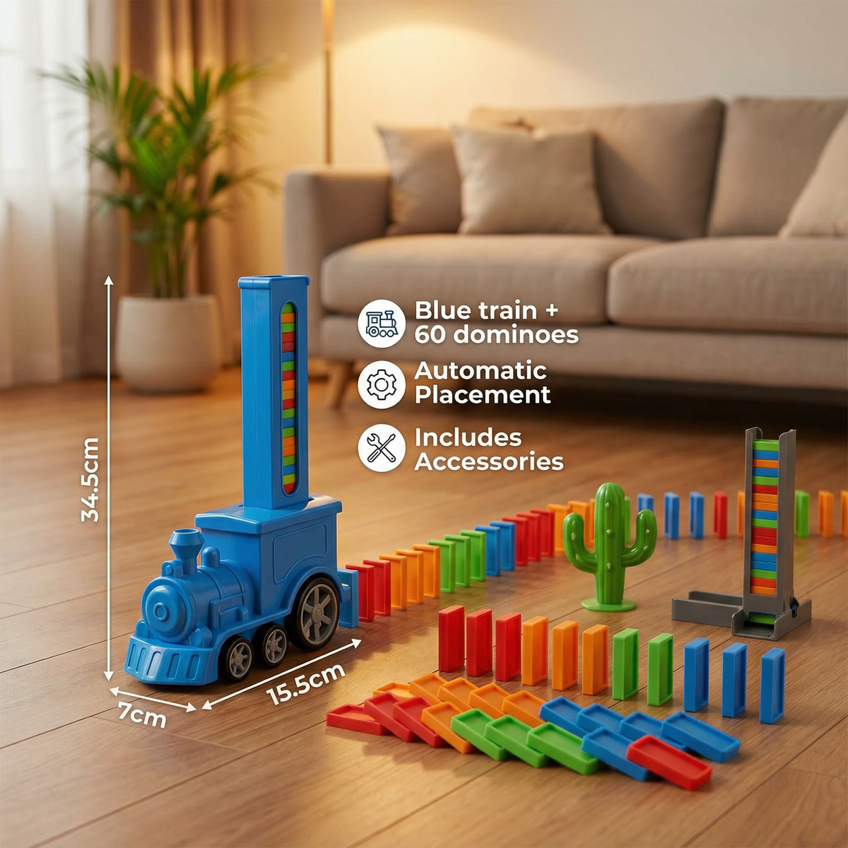 Dynamo Train Toy | Automatic Domino Placement, Colorful Design