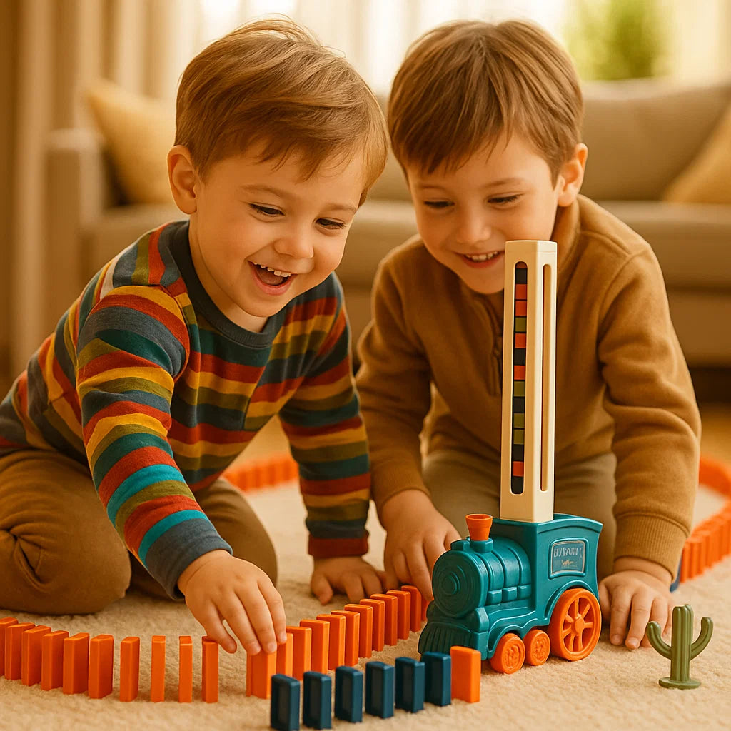 Dynamo Train Toy | Automatic Domino Placement, Colorful Design