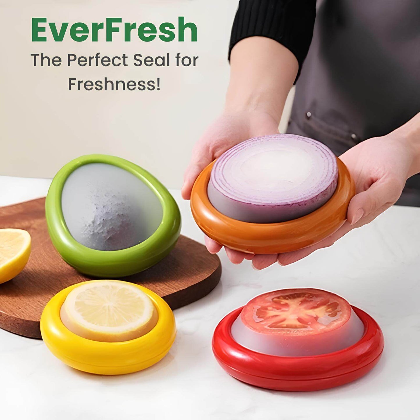 EverFresh – Set mit Abdeckhauben zur Aufbewahrung von Obst und Gemüse (4-teilig)