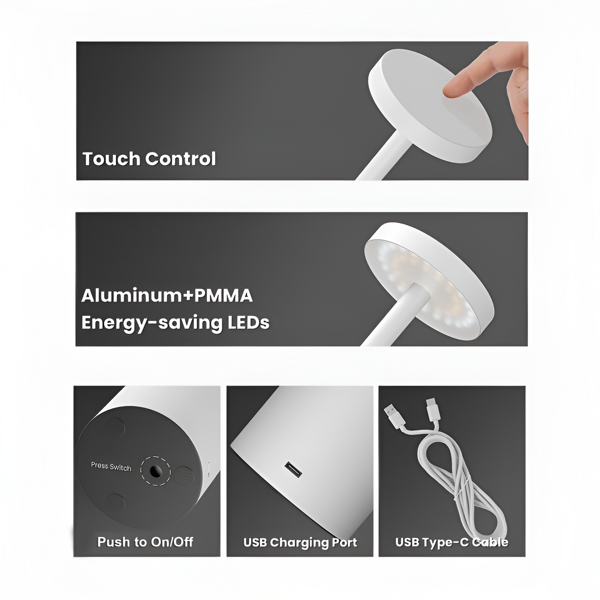 Auralis™ – Minimalistische, dimmbare und wiederaufladbare LED-Tischleuchte