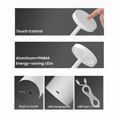 Auralis™ – Minimalistische, dimmbare und wiederaufladbare LED-Tischleuchte