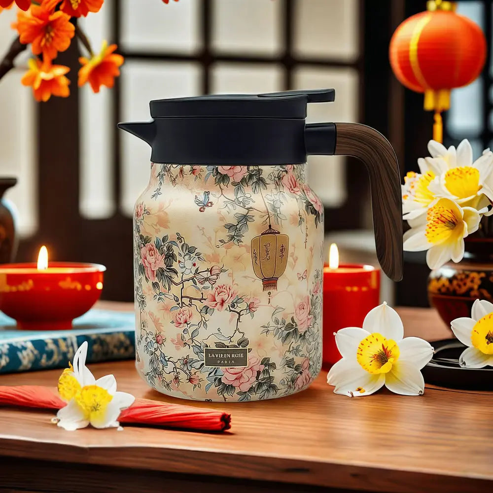 Florica – Isolierte Teekanne mit Vintage-Blumenmuster