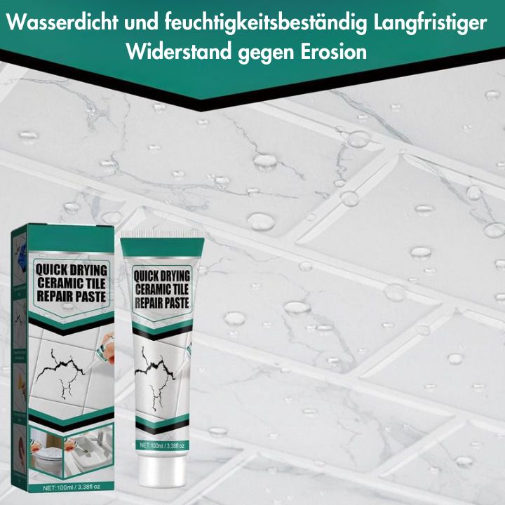 Fliesen Reparaturpaste 100 ml für Keramik & Porzellan | Fugenlos ausbessern in 10 Minuten | Inkl. Spachtel & Schleifpapier