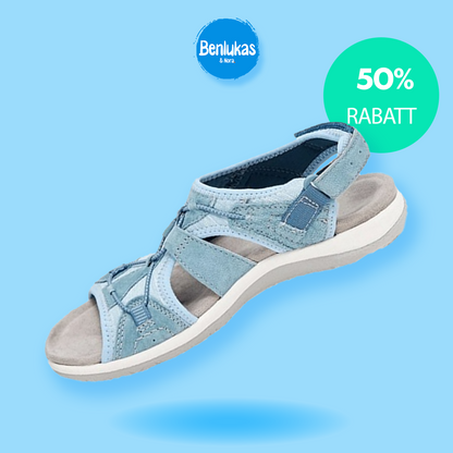 Damen Orthopädische Sandalen mit Keilabsatz 4 cm | Dreifach-Fußgewölbe-Stütze | rutschfest & leicht | Sommer-Komfort