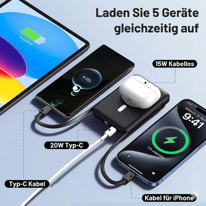 Magnetische Powerbank 10.000 mAh – Kabellos & Schnellladen, perfekt für unterwegs