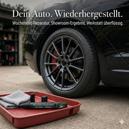 Homonth™ – Präzisionsstift zur Reparatur schwarzer Felgenkratzer mit Klarlack + 50 % Rabatt