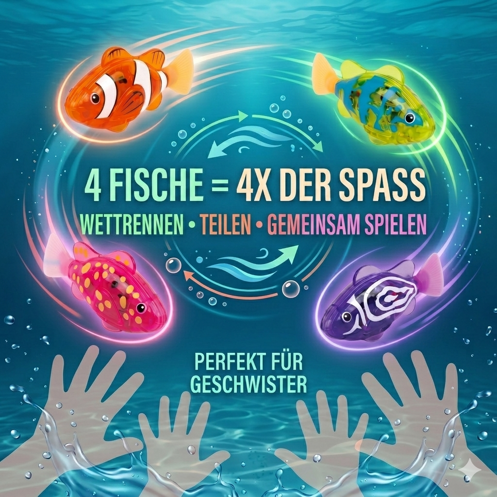 🔥🔥LETZTER TAG SALE – 50 % RABATT🔥🔥 🛁✨Elektronisches Bade-Spielzeugfischchen | LED-Leuchte | Automatisch schwimmendes Badewannenspielzeug 🐠💦