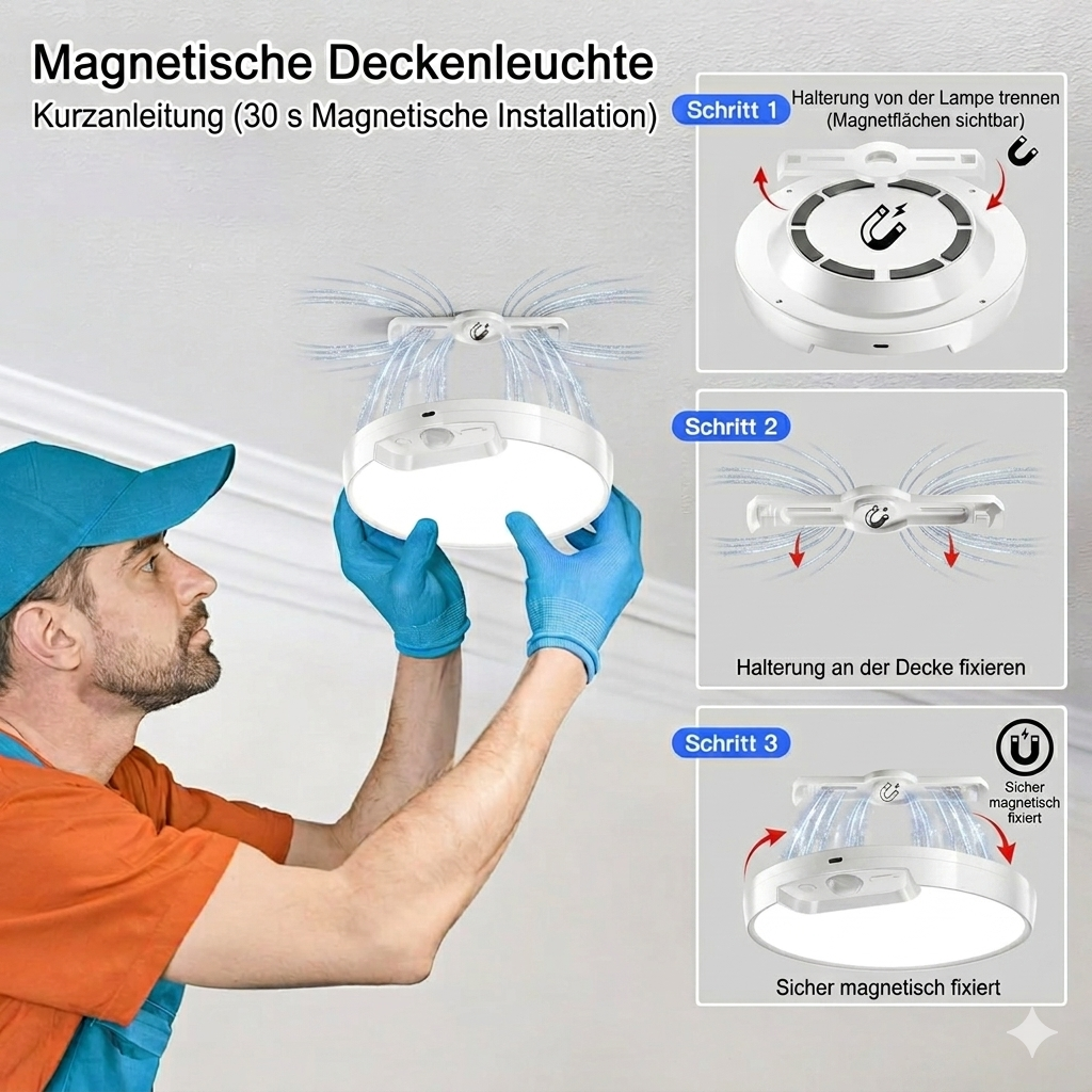 Kabellose Deckenlampe mit Bewegungsmelder – Magnetisch & super praktisch