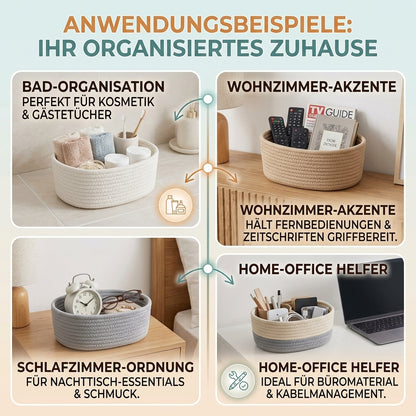 CottonNest™ | Schreibtisch-Aufbewahrungskorb aus Baumwollseil