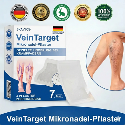 VeinTarget Mikronadelpflaster + 10-IN-1 𝗙ortschrittliches 𝗡ano-Mikronadel-𝑷𝒇𝒍𝒂𝒔𝒕𝒆𝒓 -Für weniger Schmerzen und Schwellungen, reduzierte Äderchen und stärkt die Gefäße