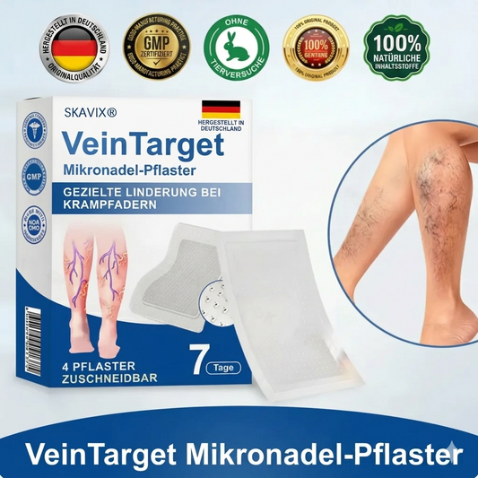 VeinTarget Mikronadelpflaster + 10-IN-1 𝗙ortschrittliches 𝗡ano-Mikronadel-𝑷𝒇𝒍𝒂𝒔𝒕𝒆𝒓 -Für weniger Schmerzen und Schwellungen, reduzierte Äderchen und stärkt die Gefäße