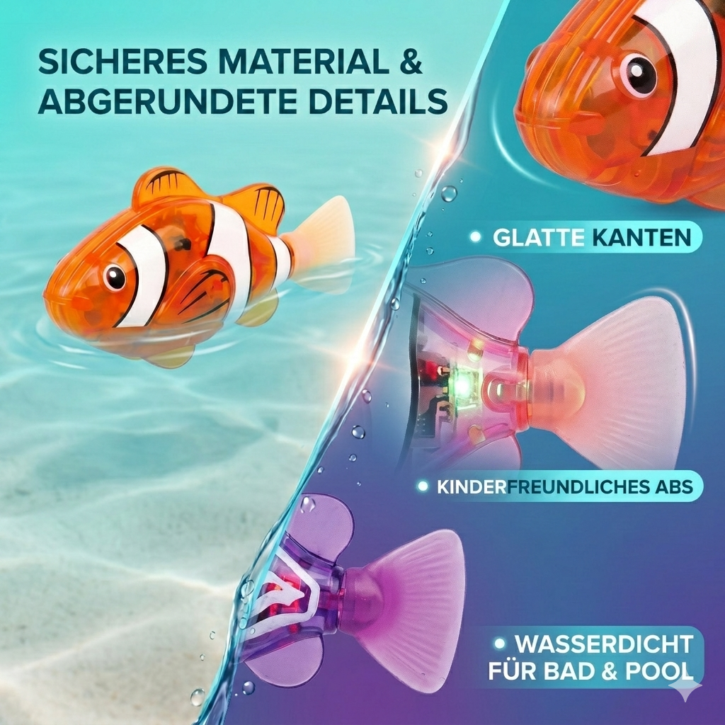 🔥🔥LETZTER TAG SALE – 50 % RABATT🔥🔥 🛁✨Elektronisches Bade-Spielzeugfischchen | LED-Leuchte | Automatisch schwimmendes Badewannenspielzeug 🐠💦