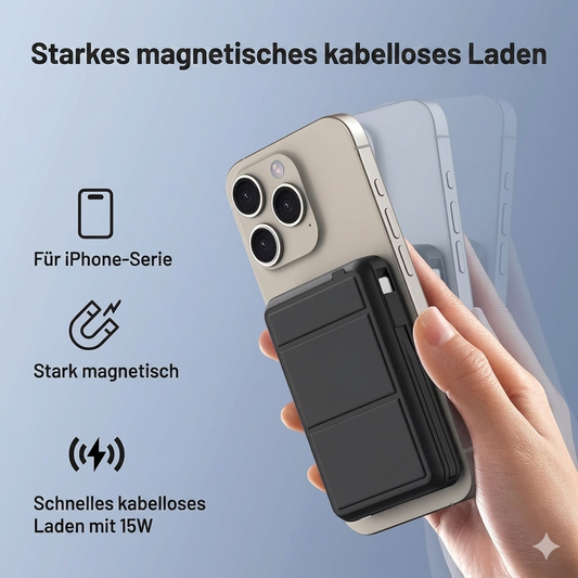 Magnetische Powerbank 10.000 mAh – Kabellos & Schnellladen, perfekt für unterwegs