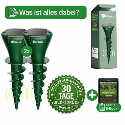 2x Sonic Pulse Pro™ | Abwehr gegen Maulwürfe, Wühlmäuse und Schlangen